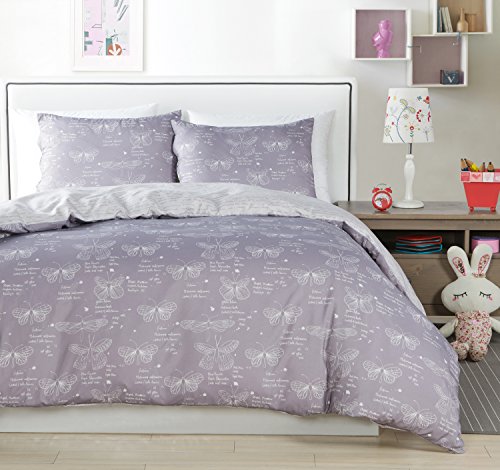 Lala + Bash Malar Butterfly Print Comforter Set, Twin, Grey-White von Lala + Bash