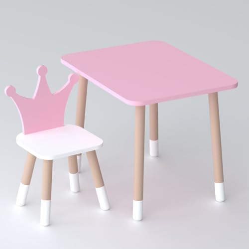 Lalakids Rosa rechteckiger Kindertisch und Stuhl in Form Einer rosa Krone Lalakids Rosa rechteckiger Kindertisch und Stuhl in Form Einer rosa Krone von Lalakids