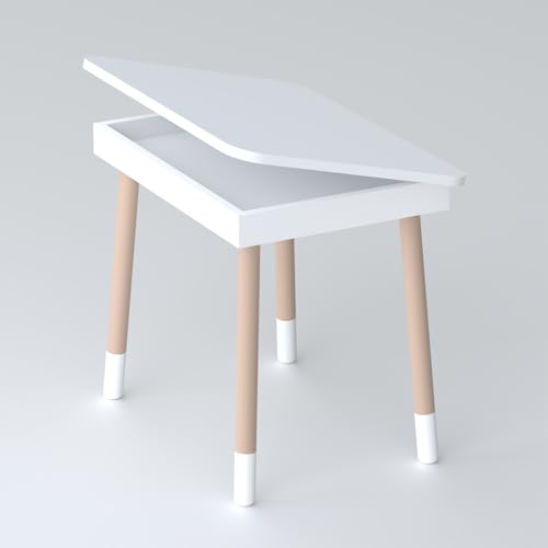 Lalakids Weißer Kinderschreibtisch aus Holz mit Schublade – Lern- und Spieltisch, Geschenk für Kinder von Lalakids