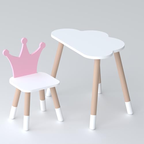 Lalakids Weißer Schreibtisch in Wolkenform und rosa Stuhl in Schmetterlingsform für Kinder Lalakids Weißer Schreibtisch in Wolkenform und rosa Stuhl in Schmetterlingsform für Kinder von Lalakids