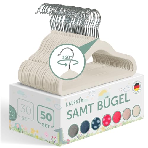 Laleni Kinderkleiderbügel 50 Stück mit Samtbezug - platzsparende Kleiderbügel Kinder - 360° drehbare Kinder Kleiderbügel - rutschfeste Kleiderbügel samt Kinder - Kleiderbügel samt Weiß - Elfenbein Laleni Kinderkleiderbügel 50 Stück mit Samtbezug - platzsparende Kleiderbügel Kinder - 360° drehbare Kinder Kleiderbügel - rutschfeste Kleiderbügel samt Kinder - Kleiderbügel samt Weiß - Elfenbein von Laleni