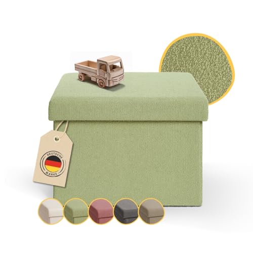 Laleni Sitzbank mit Stauraum - Truhenbank mit Stauraum 41x31 cm - kleine Sitztruhe mit Stauraum - Sitzwürfel - Aufbewahrungsboxen - Sitzbank klein - Polsterhocker - Sitz Hocker - Teddy Ottoman Grün Laleni Sitzbank mit Stauraum - Truhenbank mit Stauraum 41x31 cm - kleine Sitztruhe mit Stauraum - Sitzwürfel - Aufbewahrungsboxen - Sitzbank klein - Polsterhocker - Sitz Hocker - Teddy Ottoman Grün von Laleni