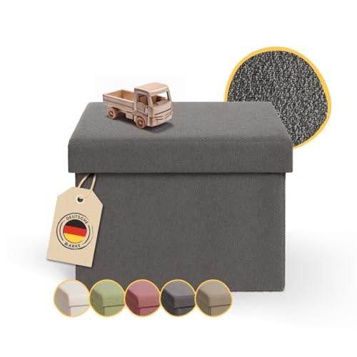 Laleni Sitzbank mit Stauraum - Truhenbank mit Stauraum 41x31 cm - kleine Sitztruhe mit Stauraum - Sitzwürfel - Aufbewahrungsboxen - Sitzbank klein - Polsterhocker - Sitzhocker - Sitzbox in Anthrazit von Laleni