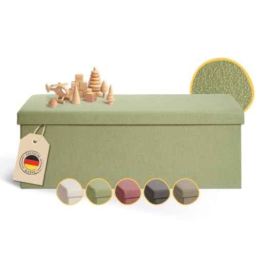 Laleni Sitzbank mit Stauraum geräumig - Truhenbank mit Stauraum 110x38 cm - Sitztruhe mit Stauraum - Bequemer Hocker mit Stauraum - Sitzbox mit Stauraum - Storage Ottoman Teddy - Sitzbox Grün Laleni Sitzbank mit Stauraum geräumig - Truhenbank mit Stauraum 110x38 cm - Sitztruhe mit Stauraum - Bequemer Hocker mit Stauraum - Sitzbox mit Stauraum - Storage Ottoman Teddy - Sitzbox Grün von Laleni