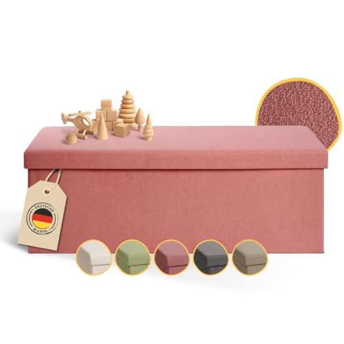 Laleni Sitzbank mit Stauraum geräumig - Truhenbank mit Stauraum 110x38 cm - Sitztruhe mit Stauraum - Bequemer Hocker mit Stauraum - Sitzhocker mit Stauraum Kinder - Sitzbox in Koralle von Laleni