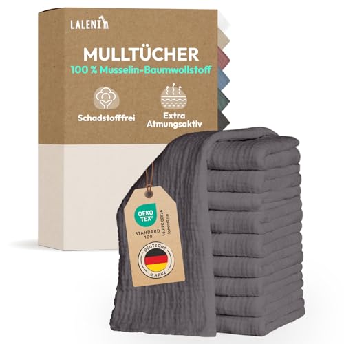 Laleni Spucktücher Baby im 10er Set aus reiner Baumwolle - schadstofffreie Mulltücher Baby 70x70 - zert.saugstarke Mussellintücher weich - Musselin Tuch als Mullwindel waschbare Mulltücher - Anthrazit Laleni Spucktücher Baby im 10er Set aus reiner Baumwolle - schadstofffreie Mulltücher Baby 70x70 - zert.saugstarke Mussellintücher weich - Musselin Tuch als Mullwindel waschbare Mulltücher - Anthrazit von Laleni
