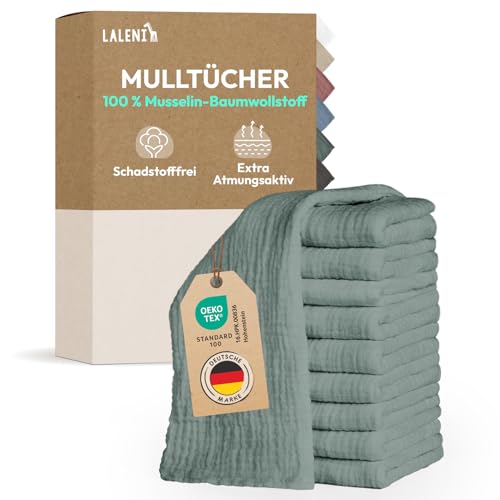 Laleni Spucktücher Baby im 10er Set aus Reiner Baumwolle - schadstofffreie Mulltücher Baby 70x70 - zert.saugstarke Mussellintücher weich - Musselin Tuch als Mullwindel waschbare Mulltücher - Grün Laleni Spucktücher Baby im 10er Set aus Reiner Baumwolle - schadstofffreie Mulltücher Baby 70x70 - zert.saugstarke Mussellintücher weich - Musselin Tuch als Mullwindel waschbare Mulltücher - Grün von Laleni