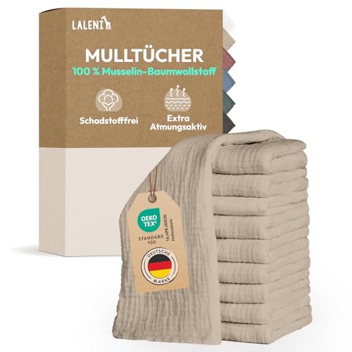 Laleni Spucktücher Baby im 20er Set aus Reiner Baumwolle - schadstofffreie Mulltücher Baby 70x70 - zert.saugstarke Mussellintücher weich - Musselin Tuch als Mullwindel waschbare Mulltücher - Beige Laleni Spucktücher Baby im 20er Set aus Reiner Baumwolle - schadstofffreie Mulltücher Baby 70x70 - zert.saugstarke Mussellintücher weich - Musselin Tuch als Mullwindel waschbare Mulltücher - Beige von Laleni