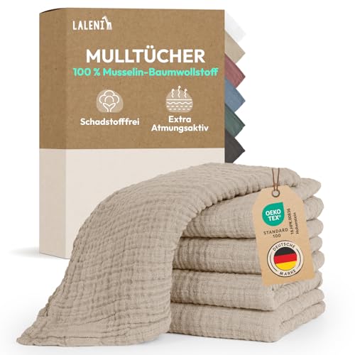 Laleni Spucktücher Baby im 5er Set aus Reiner Baumwolle - schadstofffreie Mulltücher Baby 70x70 - zert.saugstarke Mussellintücher weich - Musselin Tuch als Mullwindel - waschbare Mulltücher - Beige Laleni Spucktücher Baby im 5er Set aus Reiner Baumwolle - schadstofffreie Mulltücher Baby 70x70 - zert.saugstarke Mussellintücher weich - Musselin Tuch als Mullwindel - waschbare Mulltücher - Beige von Laleni