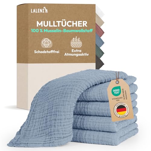 Laleni Spucktücher Baby im 5er Set aus Reiner Baumwolle - schadstofffreie Mulltücher Baby 70x70 zert.saugstarke Mussellintücher weich - Musselin Tuch als Mullwindel waschbare Mulltücher - Blau Laleni Spucktücher Baby im 5er Set aus Reiner Baumwolle - schadstofffreie Mulltücher Baby 70x70 zert.saugstarke Mussellintücher weich - Musselin Tuch als Mullwindel waschbare Mulltücher - Blau von Laleni