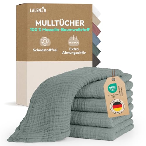 Laleni Spucktücher Baby im 5er Set aus Reiner Baumwolle - schadstofffreie Mulltücher Baby 70x70 - zert.saugstarke Mussellintücher weich - Musselin Tuch als Mullwindel waschbare Mulltücher - Grün Laleni Spucktücher Baby im 5er Set aus Reiner Baumwolle - schadstofffreie Mulltücher Baby 70x70 - zert.saugstarke Mussellintücher weich - Musselin Tuch als Mullwindel waschbare Mulltücher - Grün von Laleni