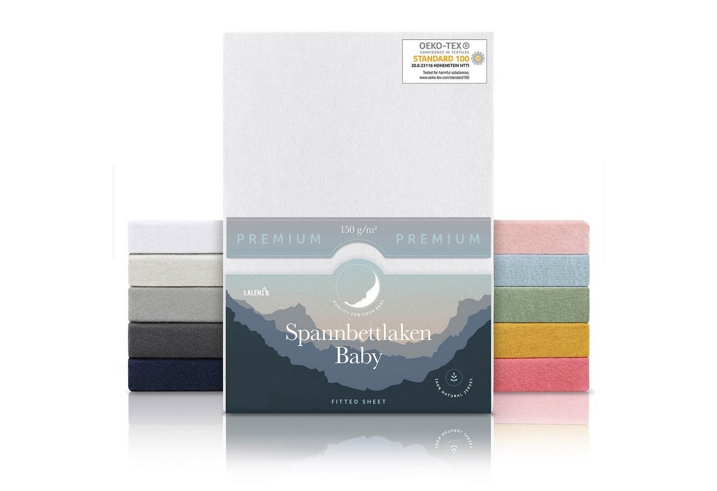 Spannbettlaken Premium für Beistellbett - Atmungsaktives Spannbetttuch, Laleni, Gummizug: rundum, (3 Stück), 100% Baumwolle (150 g/m) von Laleni