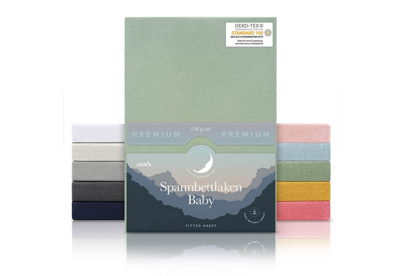 Spannbettlaken Premium für Beistellbett - Atmungsaktives Spannbetttuch, Laleni, Gummizug: rundum, (3 Stück), 100% Baumwolle (150 g/m) von Laleni