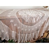 Tischdecke, Gehäkelt, Beige, 200 cm von Lalerosso