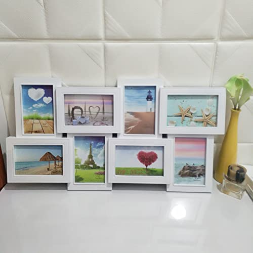 Fotorahmen 37x25cm Collage mehrere Fotos, Bilderrahmen Herzform Geschenk für den Liebsten/die Liebste Hochzeit Geburtstag weiß Kunststoff Fotos je 10x15cm Hochzeitsgeschenk für das Brautpaar (D30) von Lalia