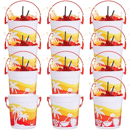 Lallisa 900 ml Cocktail Rum Eimer für Getränke 4,69 x 3,78 x 4,8 Zoll Kunststoff Eimer Getränkeimer für Partys mit Griffen (12 Stück) von Lallisa