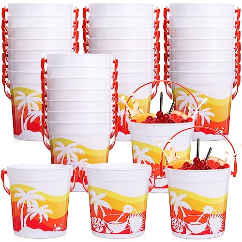 Lallisa 900 ml Cocktail Rum Eimer für Getränke 4,69 x 3,78 x 4,8 Zoll Kunststoffeimer Getränkeimer für Partys mit Griffen (32 Stück) von Lallisa