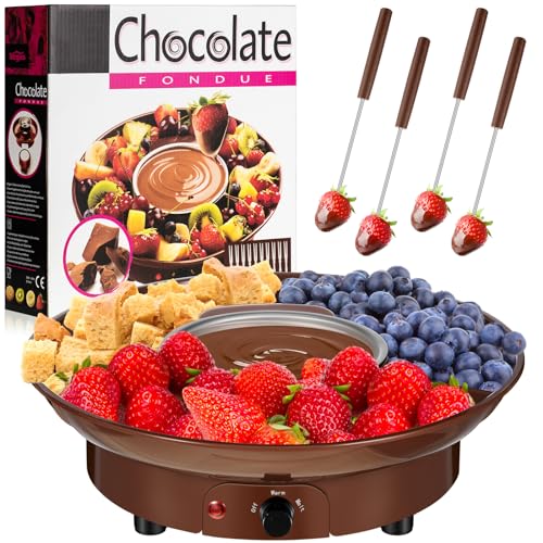 Lallisa Elektrisches Fonduetopf-Set, Schokoladen-Fondue-Set, elektrischer Fondue-Hersteller, abnehmbare Serviertabletts mit 4 Bratgabeln, Geschenk-Set für Date, Nacht, Hauseinweihung, Schmelzpartys von Lallisa