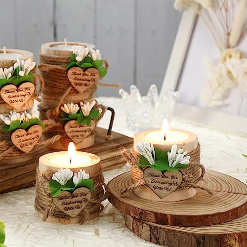 Lallisa Teelichthalter aus Holz mit Herzanhänger, Brautparty, Teelichthalter, Dankeschön, Geschenke, Holzzylinder-Kerzenhalter für Tischdekoration, Hochzeit, Party, Gastgeschenke für Gäste, 50 Stück von Lallisa