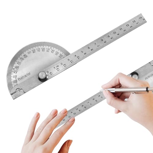 1 Stück Winkelmesser Edelstahl 0-180 Grad Goniometer, 140mm, Winkelmesser mit Metall Feststellschraube, Universal-Winkelmesser mit Skala Lineal für Schule Schreiner DIY Malerei Zeichnung Markierung 1 Stück Winkelmesser Edelstahl 0-180 Grad Goniometer, 140mm, Winkelmesser mit Metall Feststellschraube, Universal-Winkelmesser mit Skala Lineal für Schule Schreiner DIY Malerei Zeichnung Markierung von Laluky