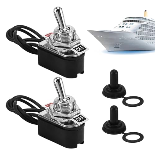 Kippschalter 6A 125VAC 3A 250VAC KN3D-101, Polig Mini Kipptaster, Kippschalter 2 Pin Wasserdicht Ein Aus 250V mit Wasserdichter Kappe (2er Pack), Flachstecker von Laluky