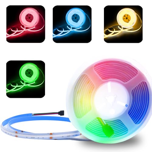 24V COB LED Streifen RGBW Dimmbar, 5M COB LED Stripe RGB+Warmweiß LED Band Lichterkette Hohe Dichte 784LEDs/M, Flexibel LED Stripe keine Lichtpunkte für Küche,Schlafzimmer, DIY Beleuchtung von Lam(MS)pen