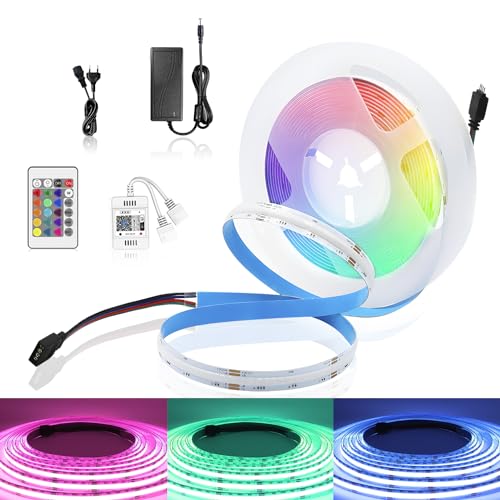 2M WiFi COB LED Streifen RGB Dimmbar, 12V COB LED Stripe RGB mit Controller und Netzteil LED Band Lichterkette Hohe Dichte 576LEDs/M, APP Steuerbar, Kompatibel mit Alexa Google Home von Lam(MS)pen