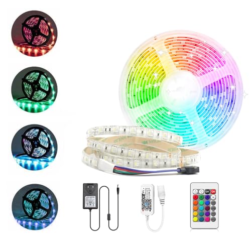 5M WiFi RGBW LED Streifen 24V Wasserdicht IP65, LED Strip RGB+Kaltweiß 6000K dimmbar mit Controller und Netzteil, 60LEDs/m Farbwechsel LED Band für Innen Außen, Kompatibel mit APP Alexa, Google home von Lam(MS)pen