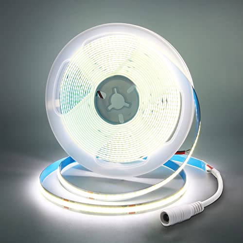 Lam(MS)pen 5M COB LED Streifen Kaltweiß 6000K, DC 24V COB LED Stripe Band 320LEDs/M,Flexible Hohe Dichte keine Lichtpunkte 8mm Breite Lichtband für Küche,Home DIY Dekoration(Ohne Netzteil) von Lam(MS)pen