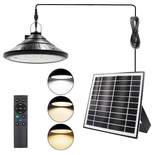 LED Solar Hängeleuchten mit Fernbedienung für Außen, Innen, LED Hängend Solarlampen 4500mAh Solarpanel 3 Farbe /4 Modi Solar Pendelleuchte dimmbar, IP66 wasserdicht Hängende Solarleuchte mit 5m Kabel von Lam(MS)pen