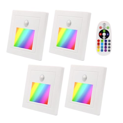 Lam(MS) pen LED Treppenlicht mit Fernbedienung RGBW 3000K-6000K, dimmbar, 4 Stück Treppenbeleuchtung für 60mm Standardgröße, 1,5W 230V für Treppe, Schlafzimmer, Küche, Flur von Lam(MS)pen