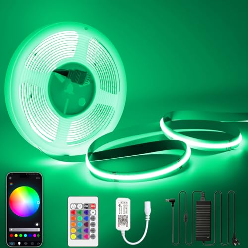Lam(MS)pen 24V COB LED Streifen 10M RGBW Dimmbar mit Fernbedienung und Netzteil COB LED Stripe RGB+Warmweiß 3000K LED Band, APP Steuerbar, Kompatibel mit Alexa Google Home von Lam(MS)pen