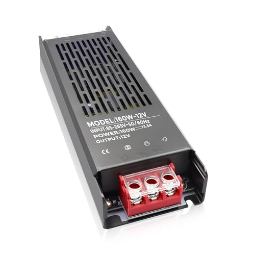 Schaltnetzteil LED Netzteil 12V 13.3A 160W AC/DC Transformator Adapter LED Trafo,AC 86-265V to DC 12V 13.3A 160W Kompakter Extrem Dünner Konstantspannung Schaltwandler, für LED Streifen Stripe von Lam(MS)pen