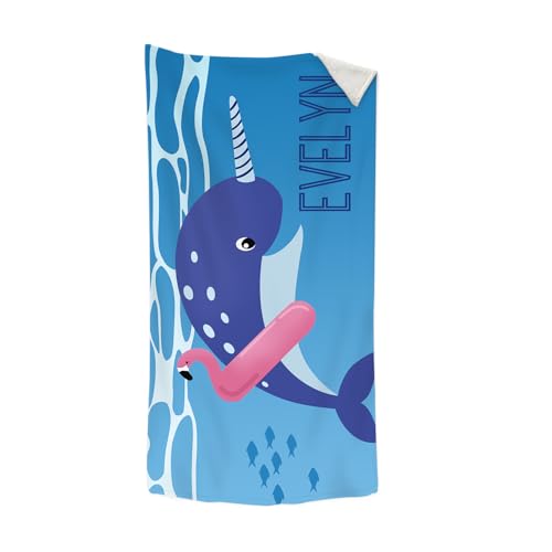 Lam Hub Fong Personalisiertes Strandhandtuch- Extra große benutzerdefinierte Name Strand Badetuch- Weich und Sand frei Mikrofaser Handtuch schnell trocknen Strand Decke (Große wal, 140cm*70cm) von Lam Hub Fong
