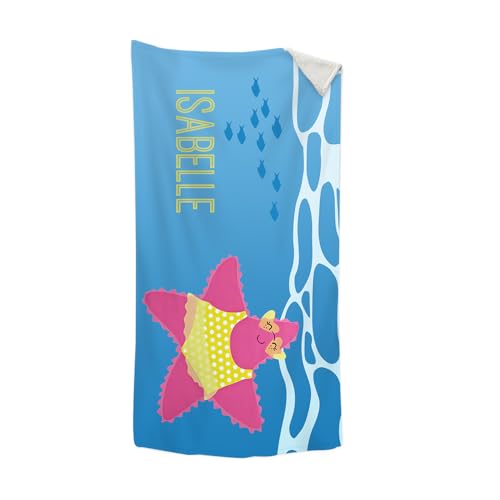 Lam Hub Fong Personalisiertes Strandhandtuch- Extra große benutzerdefinierte Name Strand Badetuch- Weich und Sand frei Mikrofaser Handtuch schnell trocknen Strand Decke (Seestern, 140cm*70cm) von Lam Hub Fong