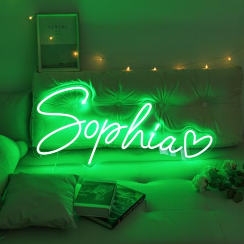Neon Schild Personalisiert Led Namensschild Custom Neon Signs für Wanddekoration Hochzeit Geburtstag Party Schlafzimmer Bar (grün) von Lam Hub Fong