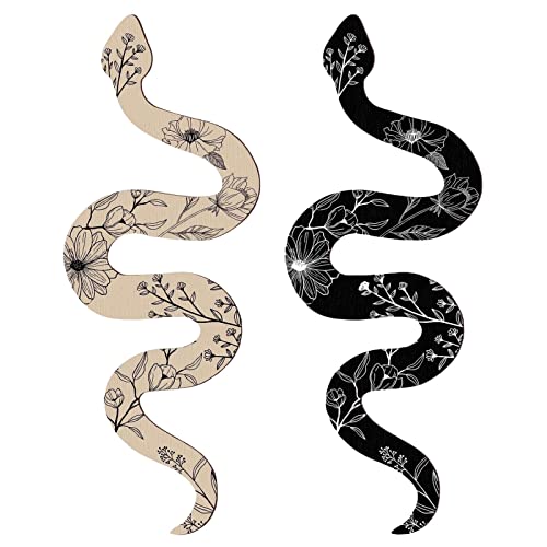 Lam-lord 2 Stück Schlangen-Wanddekoration, schwarz, Boho-Hexe, niedliches Holzschlangendekor, natürliche ästhetische Hexe, Schreibtischdekoration, Altar-Dekor-Rahmen, Wandbehang, Boho-Wandkunst für von Lam-lord