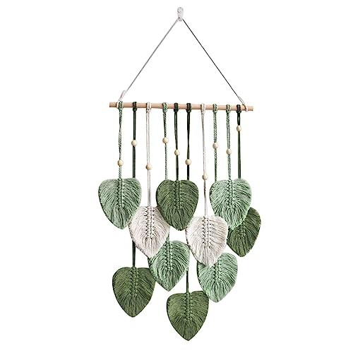 Lam-lord Makramee-Wandbehang, Blätter, Wandbehang, Bohemian-gewebter Wandteppich, handgefertigtes Garn, gewebte Wandkunst, Blatt-Wandteppich für Kinderzimmer, Schlafzimmer, Wohnzimmer, 39 x 80 cm von Lam-lord