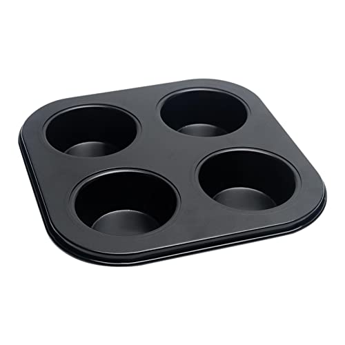 Lam-lord Muffinform für 4 Muffins, antihaftbeschichtet, Karbonstahl, Kuchenform für Zuhause, Restaurant und Café, Bar (schwarz) von Lam-lord