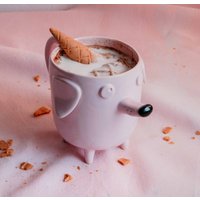 Rosa Keramik Becher Hund, Tasse Mit Einem Große Tasse, Teebecher, Kaffeetasse, Dackel von LamaboCeramics