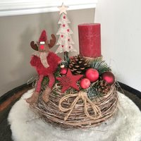 Adventsgesteck Rot Weihnachtsgesteck Kerzengesteck Weihnachtlich Tischdeko Adventsgesteck Rot Weihnachtsgesteck Kerzengesteck Weihnachtlich Tischdeko von Lamaisonsept7