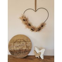Herz Flower Hoop, Metallring Mit Trockenblumen, Blumenkranz, Türkranz, Wandkranz, Loop 30cm Herz Flower Hoop, Metallring Mit Trockenblumen, Blumenkranz, Türkranz, Wandkranz, Loop 30cm von Lamaisonsept7