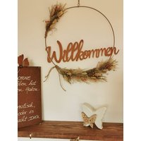 Türkranz Flower Hoop Willkommen 40cm Rost Trockenblumenkranz Wandkranz Loop Scandi Scandiring Türkranz Flower Hoop Willkommen 40cm Rost Trockenblumenkranz Wandkranz Loop Scandi Scandiring von Lamaisonsept7