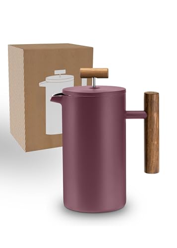 Lambda Coffee® Thermo French Press Edelstahl I 3 Größen erhältlich I Kaffeebereiter aus Edelstahl | Doppelwandig: Hält lange Warm I Kaffeezubereiter | Kaffeepresse (Rot, 0,6l (3 Tassen)) von Lambda Coffee