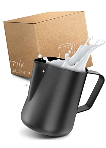 Lambda Coffee Barista Milchkännchen Edelstahl 900ml I Milchkanne schwarz zum Espresso & Milchaufschäumen von Lambda Coffee