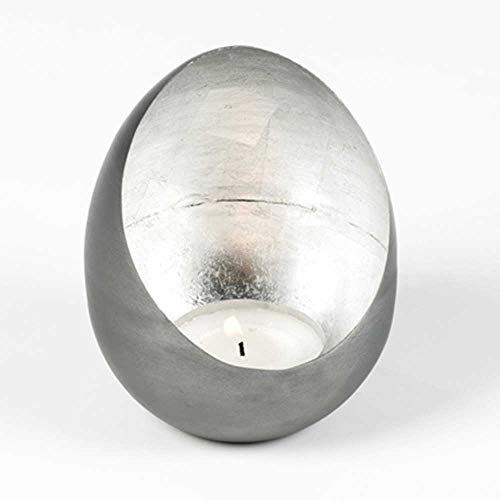 Lambert [BR] Casati Windlicht Eisen grau,innen Silber,H14,D11cm von Lambert