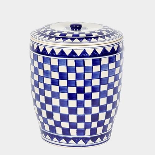 Lambert China Porz. Brottopf Küchenkaro White/Blue H37 cm von Lambert