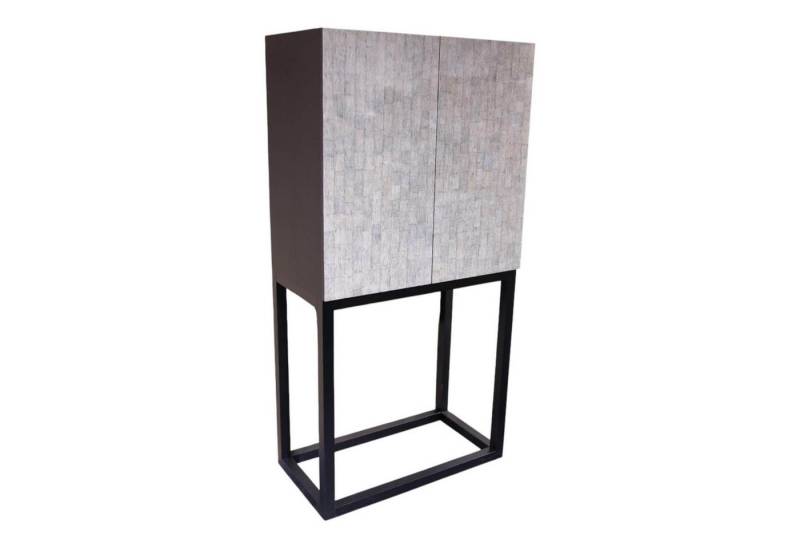 Lambert Standvitrine Kabinettschrank Mingkasa Front Eggshell Lack Grau Grün Eiche von Lambert