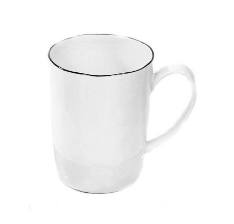 Lambert Tasse Henkelbecher Piana Weiß basaltgrauer Rand von Lambert