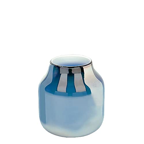 [W] Ferrata Vase H24,5 D22 cm mittel Arctic Blue/met. von Lambert
